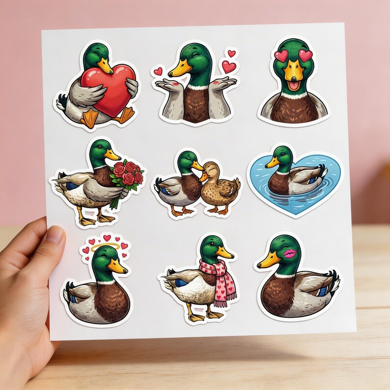 Mallard Duck Love Stickers – Vinyl Decals for Planners, Journals (9 Pcs ...