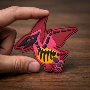 Pterodactyl Skeleton PVC Patch – Flying Dinosaur Fossil Emblem for Tactical Gear, Backpacks, Hats, Jackets