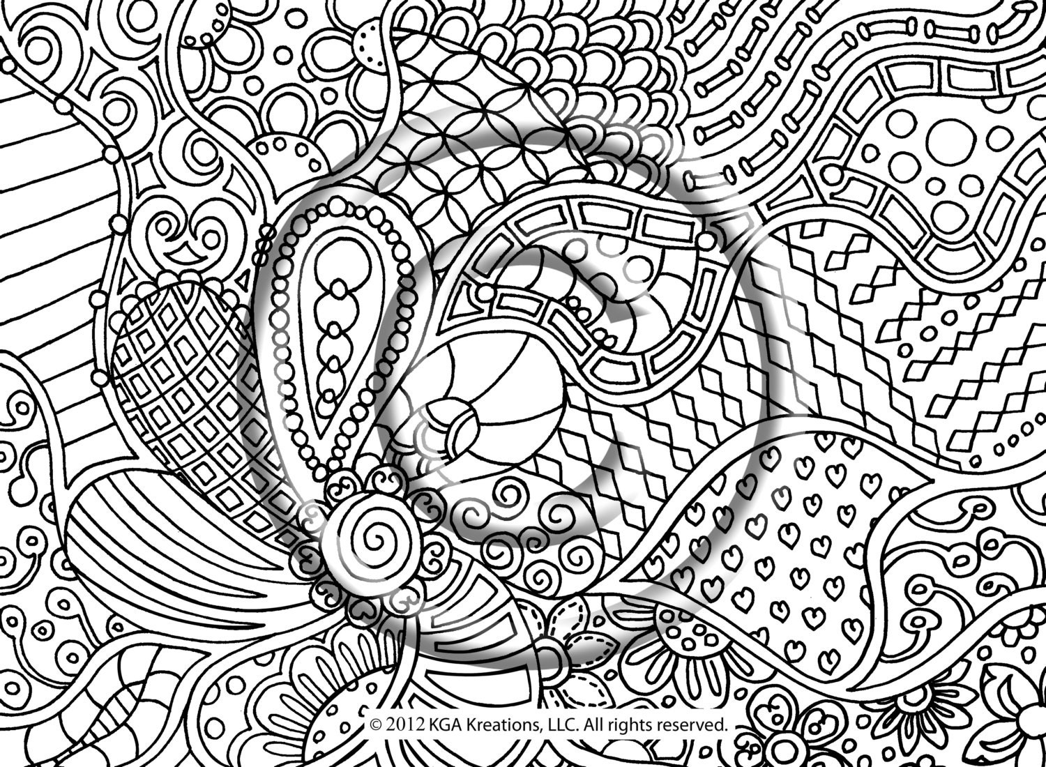 Instant PDF Download Coloring Page Hand Drawn Zentangle Etsy