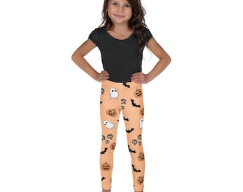 Leggings per bambini con fantasmi, zucche, pipistrelli e scheletri per Halloween