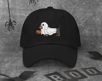 Cappello da papà fantasma di Halloween con bassotto