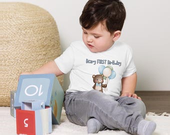 Beary First Birthday Baby Jersey Short Sleeve Tee
