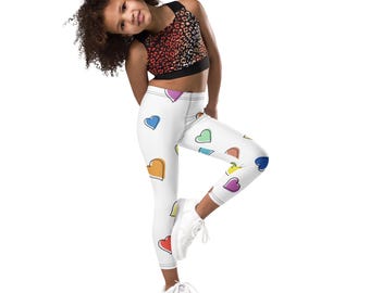 Colorful Hearts Kids Leggings | All-Over Print Playtime Favorite