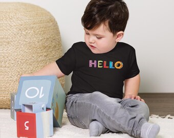 Bright “HELLO” Baby T-Shirt | Soft Black Cotton Tee