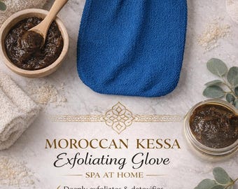 Moroccan Kessa Exfoliating Glove, Deep Skin Detox, Spa Hammam Experience