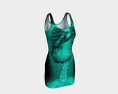 X-ray of alien inside spandex tank dress Gore zombie skeleton Halloween print