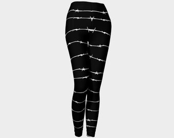 womans black barbwire leggings, tights
