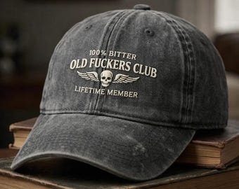 Gammal Fckers Club-keps, rolig pappahatt, vintage pappakeps, broderad keps, retro pappapresent, Gen X-keps, present till pappa, tvättad bomullskeps