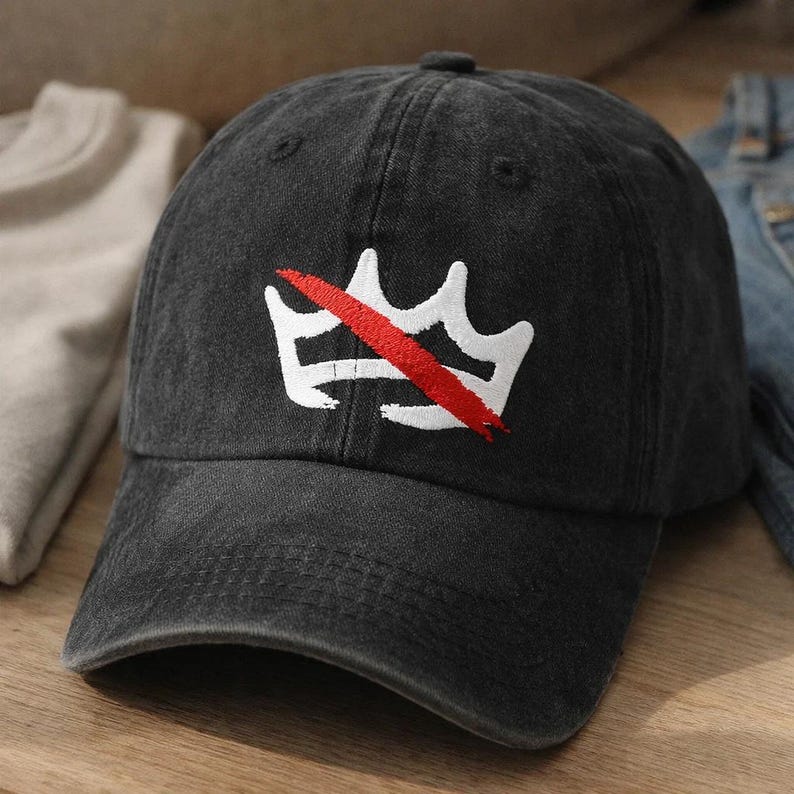 No Kings in America Washed Brodered Cap, An.ti Trump Hat, Political Gift, An.ti Maga Cap, Crown No Kings baseballkeps bild 2