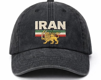 Broderad persisk hatt, persisk flaggsymbol, unisexhatt, lejon- och solhatt, broderad Miga-keps