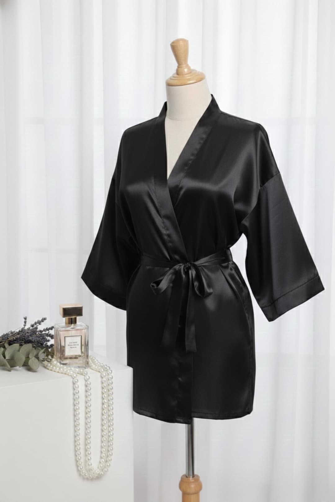 Silk Satin Robe for Women, Lightweight Plain Bathrobe, Bridesmaid Robe ...