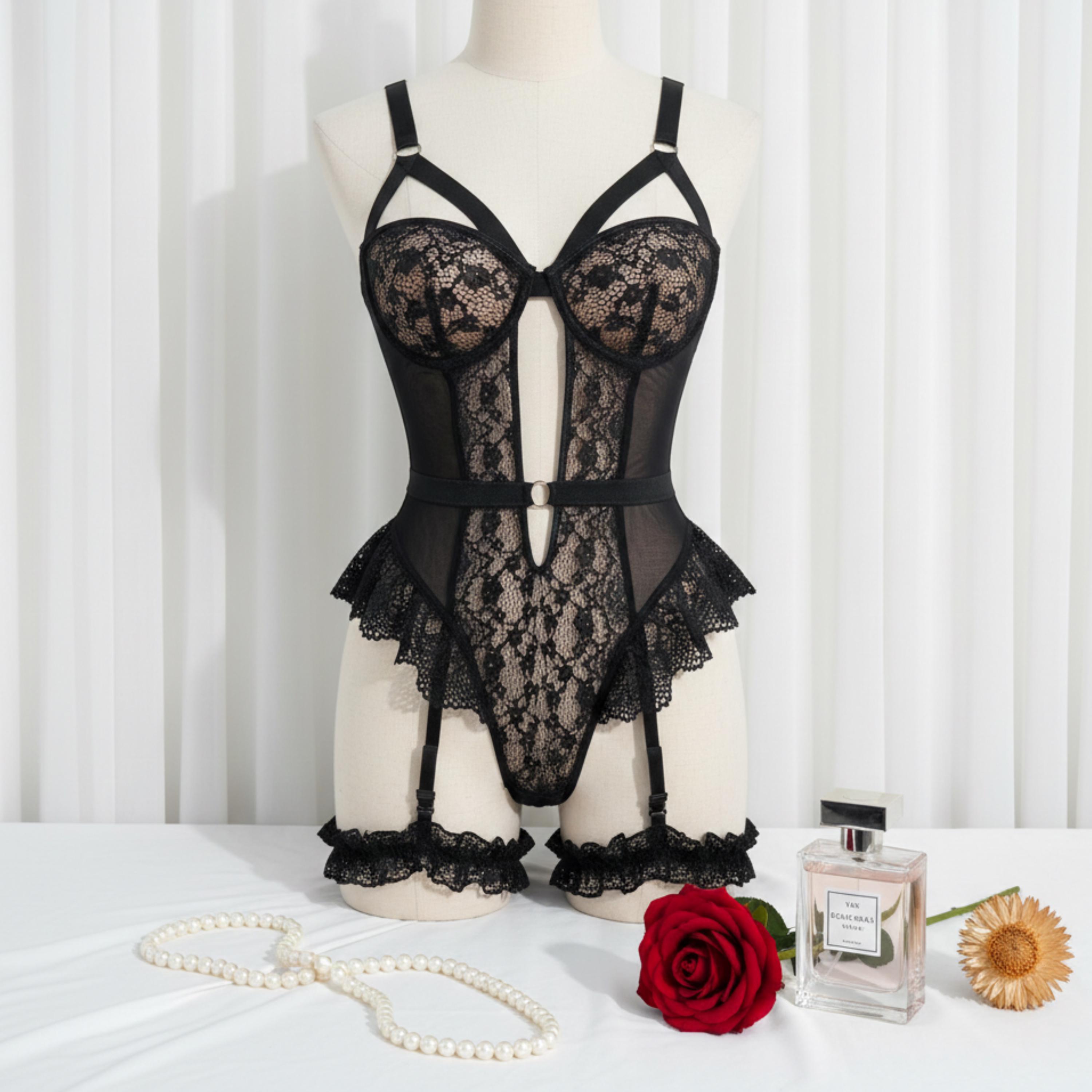 Lace Bodysuit With Garter
