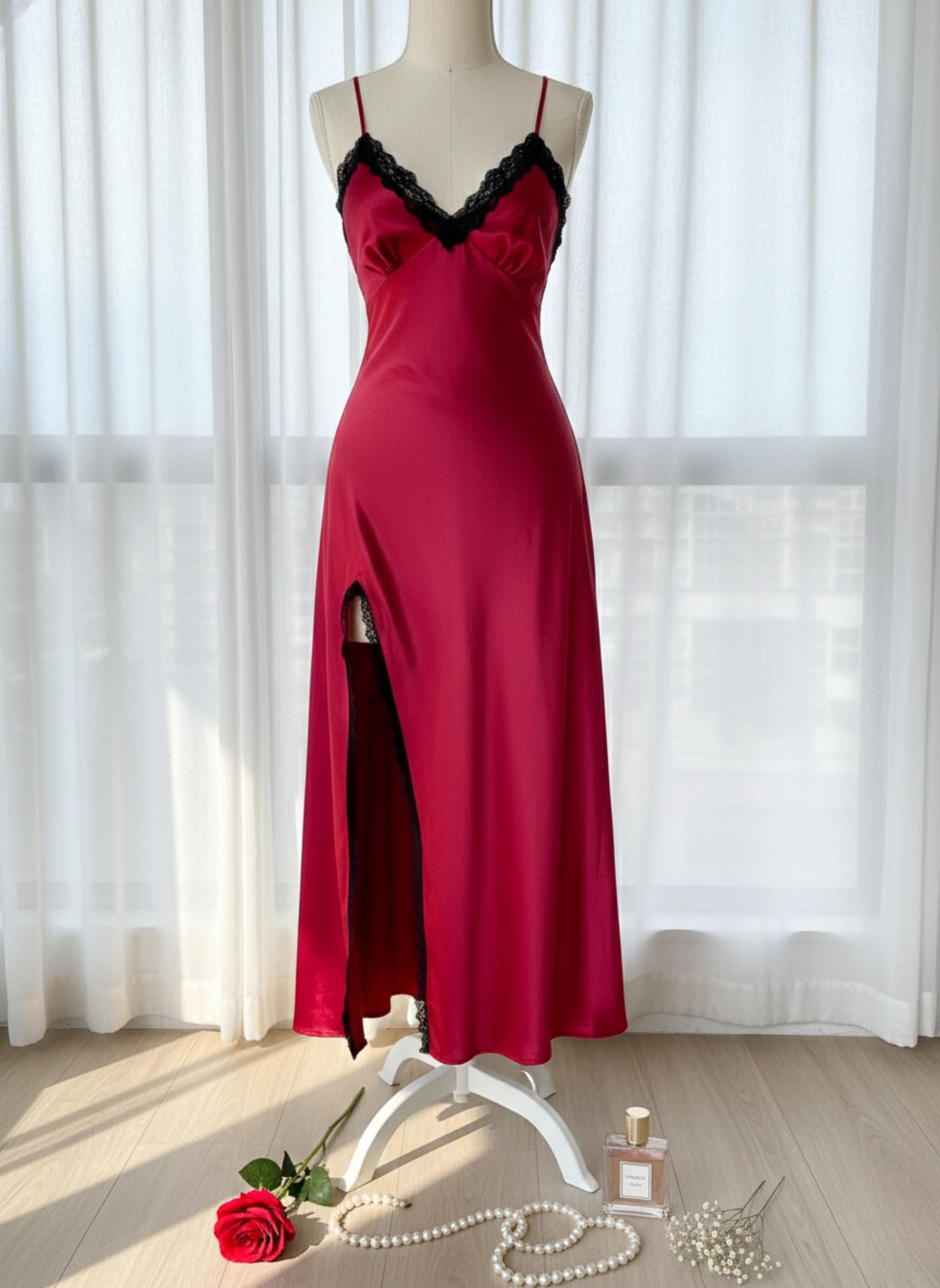 chinese dress ladies Gothic Rose Jacquard Y2k Lace-Up Slip Dress main image 1