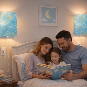 Celestial Moon Stars Plug-In Wall Sconces Set, Nursery Night Sky Lamps