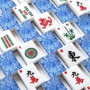 Blue Starburst Tie Dye American Mahjong Set, Navy Acrylic Tiles, Decorative Mah Jongg image 1