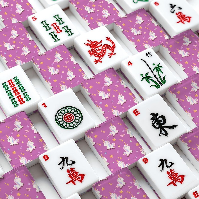 Unicorn American Mahjong Set, Magical Acrylic Game Tiles, Whimsical Decorative Mah Jongg Gift 画像 1