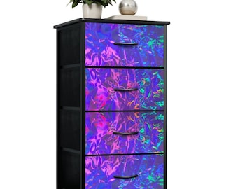 Psychedelic Fractal 4-Drawer Dresser | Violet, Magenta, Purple Boho Home Decor