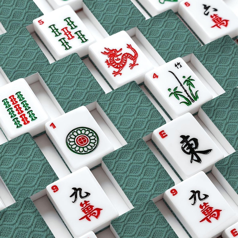 Teal Knit Texture Mahjong Set | Acrylic American Mah Jongg Tiles (166-Piece) image 1