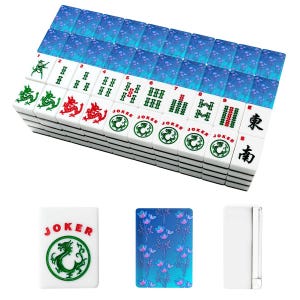 Neon Floral Mahjong Tiles | Blue Gradient American Mah Jongg | 166 Tile Set image 2