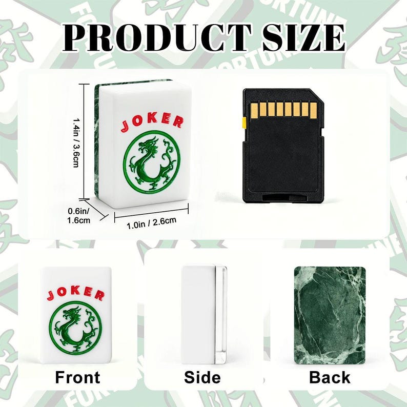 Green Marble Mahjong Tile Set, Emerald Acrylic American Mah Jongg Game image 3