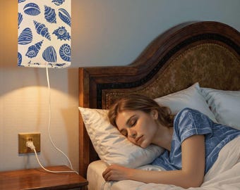 Blue Shell Coastal Plug-In Sconce Set, Beach House Wall Lights (Set of 2)