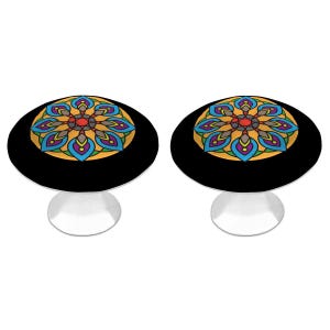 Colorful Mandala Cabinet Knobs | Jewel Tone Boho Stainless Steel Drawer Hardware (2 Pack)