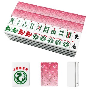 Cherry Blossom Mahjong Tiles, Pink Gradient Acrylic American Mah Jongg Tile Set image 2