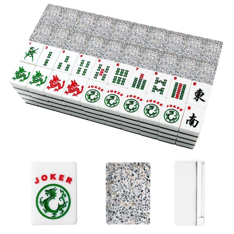 Terrazzo Mahjong Tiles | Designer Acrylic American Mah Jongg Set, 166 Tiles image 4
