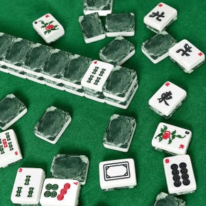 Green Marble Mahjong Tile Set, Emerald Acrylic American Mah Jongg Game image 7
