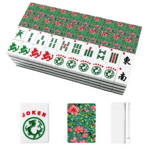 Hawaiian Mahjong Set, Tropical Flower Acrylic Tiles, Coastal Game Mah Jongg Set image 2