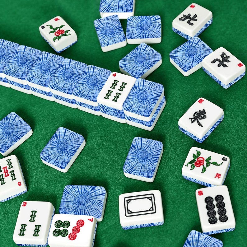 Blue Starburst Tie Dye American Mahjong Set, Navy Acrylic Tiles, Decorative Mah Jongg image 7