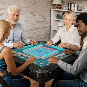 Monogrammed Fish Mahjong Mat | Teal Aqua Coastal Game Table Cover | Mah Jongg Accessories image 8