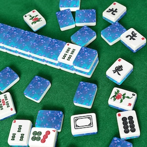 Neon Floral Mahjong Tiles | Blue Gradient American Mah Jongg | 166 Tile Set image 7