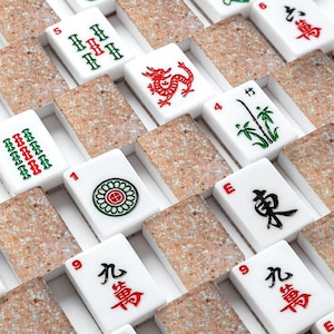 Terrazzo Mahjong Tiles | Designer Acrylic American Mah Jongg Set, 166 Tiles Beige
