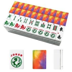 Rainbow Tie Dye American Mahjong Set, Acrylic Game Tiles, Playable Decorative Mah Jongg image 2