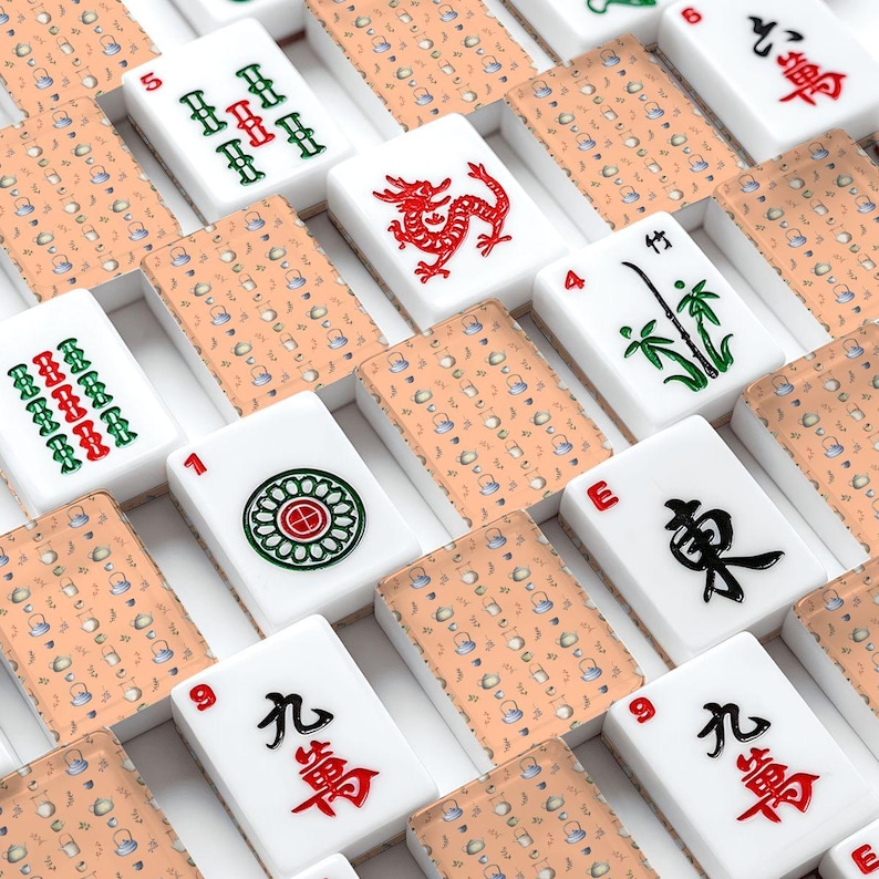 Teapot American Mahjong Set, Tea Time Acrylic Game Tiles, Cottage Decorative Mah Jongg Gift image 1
