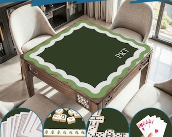 Personalized Mahjong Mat, Custom Monogram Travel Game Mat, Portable Non-Slip Playing Surface