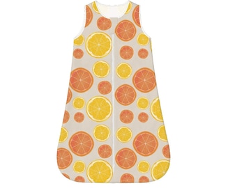 Saco de dormir para bebé con estampado de cítricos, manta polar ponible con acuarela, limón y naranja