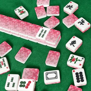 Cherry Blossom Mahjong Tiles, Pink Gradient Acrylic American Mah Jongg Tile Set image 7