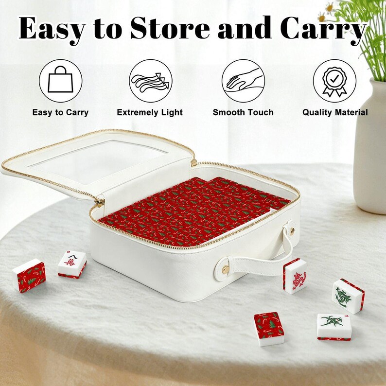 Christmas Mahjong Tile Set, Red Holiday American Mah Jongg, Candy Cane Xmas Tree Game image 6