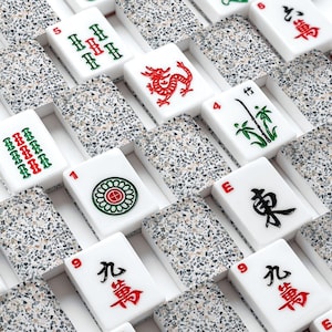 Terrazzo Mahjong Tiles | Designer Acrylic American Mah Jongg Set, 166 Tiles Gray