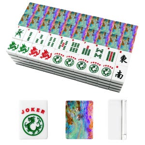 Opal Mahjong Tile Set, Iridescent Acrylic American Mahjong Game, Elegant Decorative immagine 2
