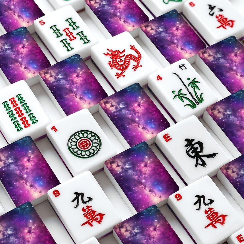 Galaxy American Mahjong Set, Cosmic Acrylic Game Tiles, Starry Decorative Mah Jongg Gift image 1