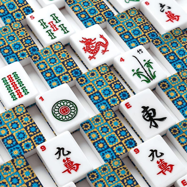 Quilt Mahjong Set, Knit Square American Mah Jongg Tiles, Patchwork Acrylic Game Set image 1
