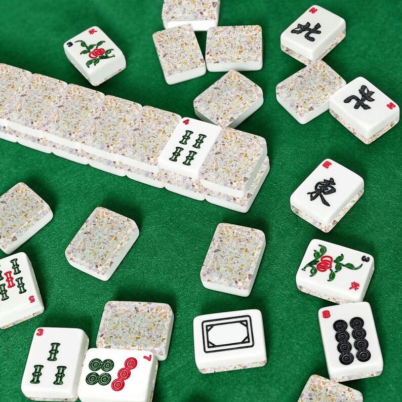 Terrazzo Mahjong Tiles | Designer Acrylic American Mah Jongg Set, 166 Tiles image 14