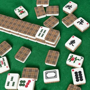 Beige Plaid American Mahjong Set, Preppy Acrylic Game Tiles, Classic Decorative Mah Jongg Gift imagem 7