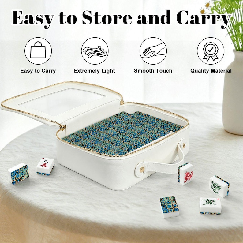 Quilt Mahjong Set, Knit Square American Mah Jongg Tiles, Patchwork Acrylic Game Set image 6