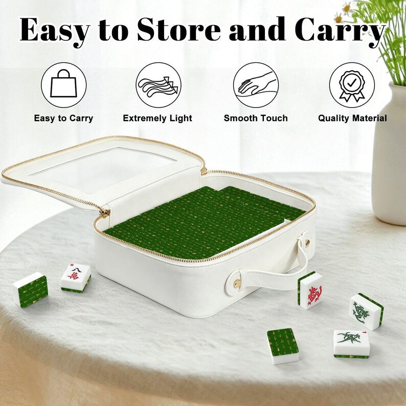 Christmas Mahjong Tile Set, Green Gold Holiday American Mah Jongg, Elegant Xmas Game image 6