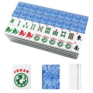 Blue Starburst Tie Dye American Mahjong Set, Navy Acrylic Tiles, Decorative Mah Jongg image 2