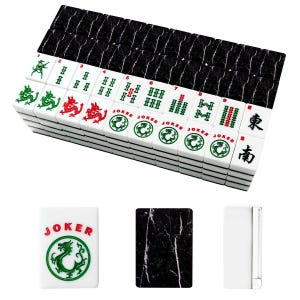 Black Marble Acrylic Mahjong Set, American Nero Tiles, Elegant Game Accessories image 2